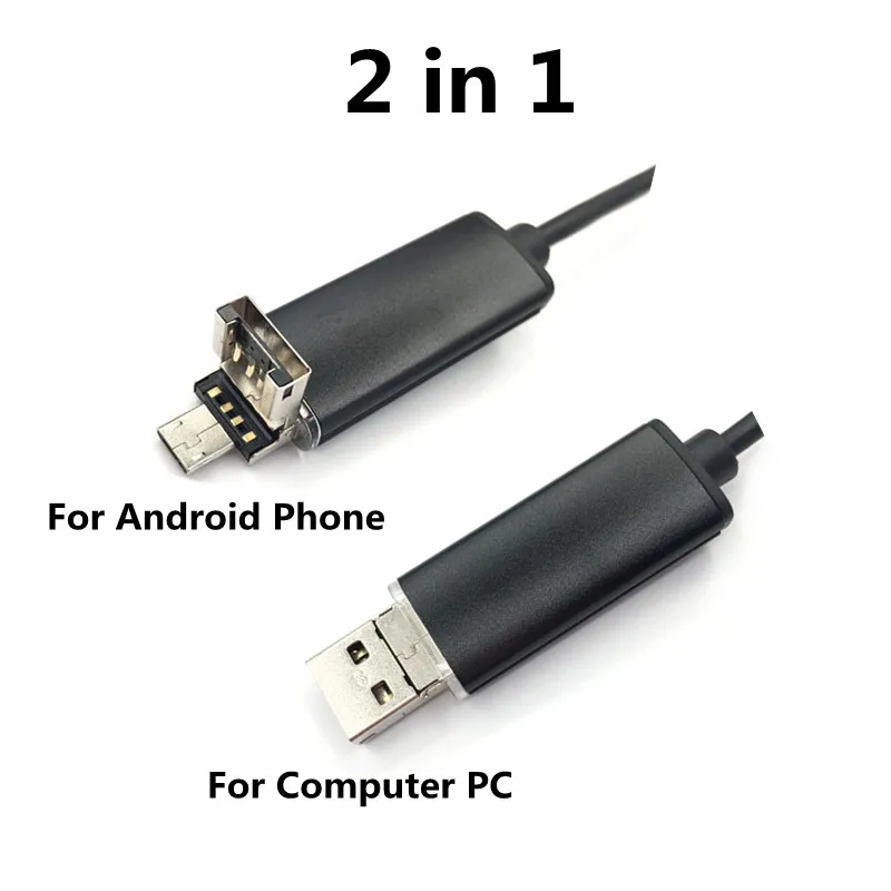 Android/PC 720P HD Endoscope Mini Camera Waterproof Snake Borescope USB Inspection With 6 LED 1m 2m 7MM Lens 2 IN 1 Tube | Электроника