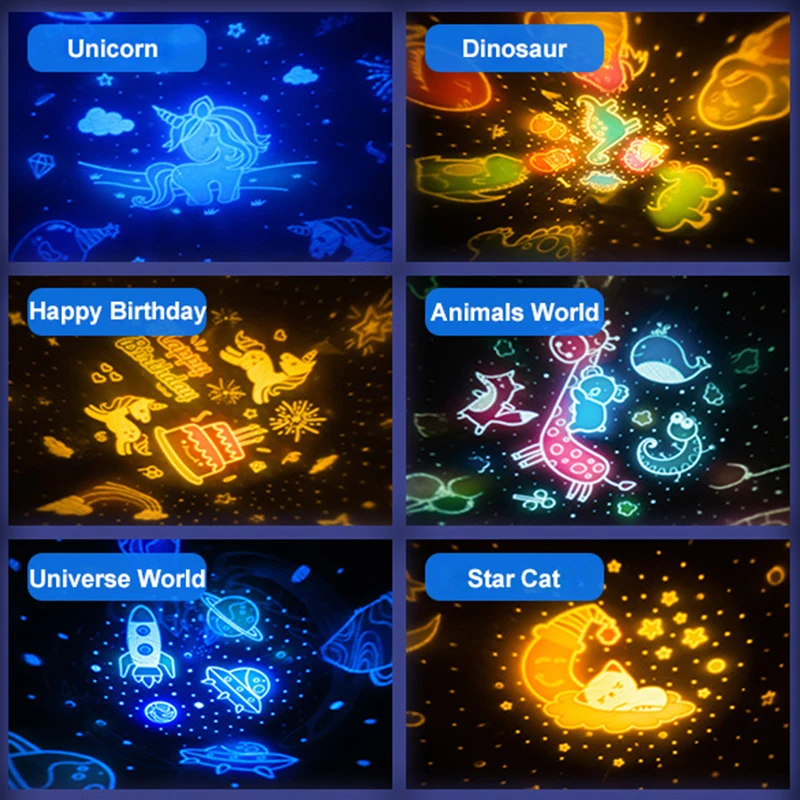 Вращающийся ночник проектор романтическая звездная звезда планета динозавр