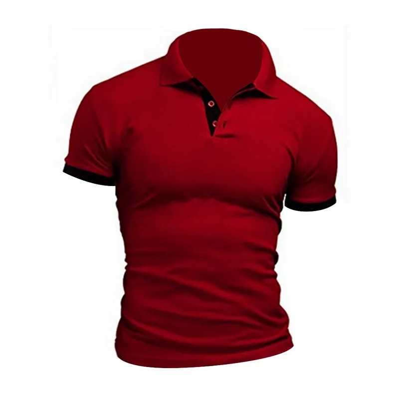 Рубашка мужская однотонная с коротким рукавом хлопок повседневная одежда лето