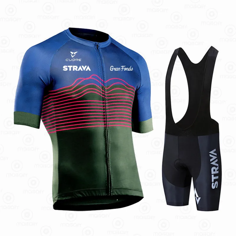 Трикотажный комплект для велоспорта STRAVA дышащая одежда горного велосипеда лето