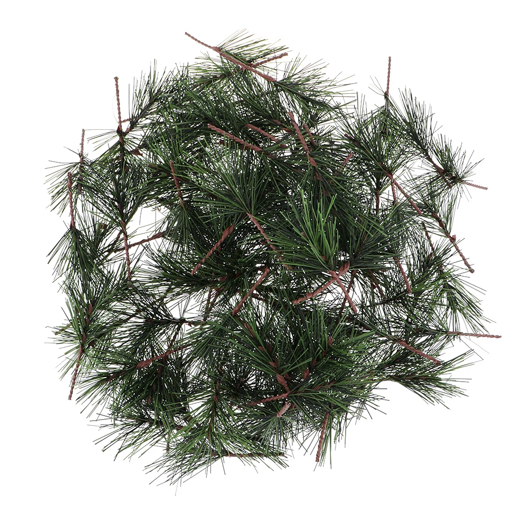 

Green Artificial Pine Picks Pine Needle Garland Christmas Artificial Greenery Holiday Home Decoration,Set of 100