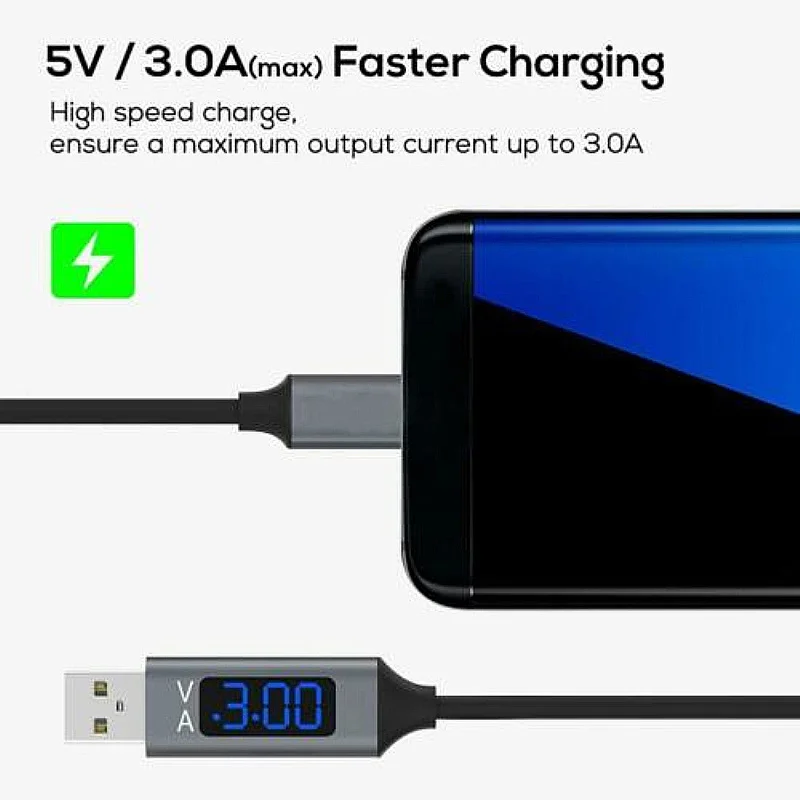 1 м usb type C Micro USB кабель для Xiaomi huawei samsung Быстрая зарядка USB C кабель с светодиодный цифровым дисплеем кабель для мобильного телефона