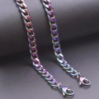 10pcs rainbow color stainless steel chain men bracelet necklace 6 5mm thick 8inch 16 18 20 22 24 26 28 32 36