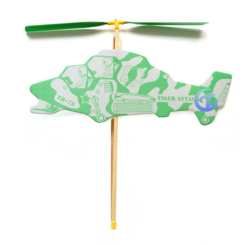 Научная технология деревянный маленький тигр вертолет Резиновая лента модель