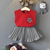 baby girl clothes sleeveless t shirt vest check skirt two piece suit baby girl clothes kids boutique clothing wholesale