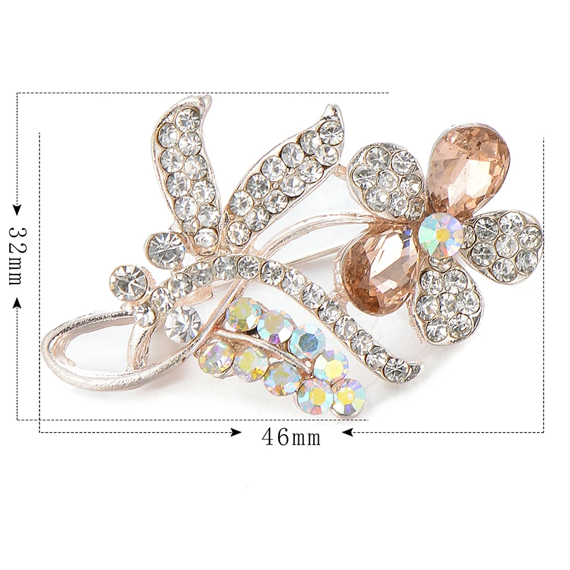 Модные стразы брошь в цветах шампанского булавка для женщин Свадебные вечерние