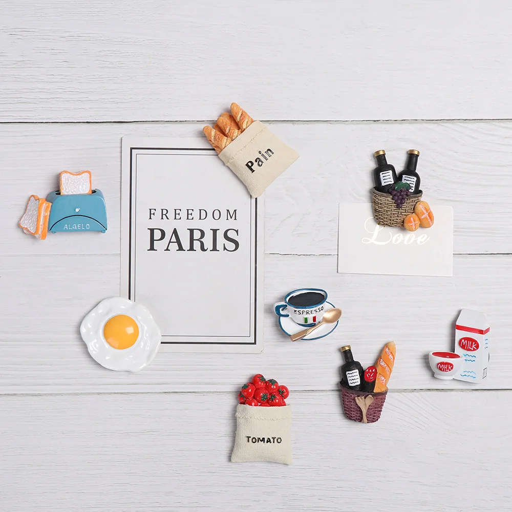 1 шт. 3D смолы магнит на холодильник мультфильм еда Форма яйцо молоко магнитные