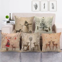 80hotcushion cover soft cartoon patterns flax christmas decorations home gift pillowslip for sofa cushion