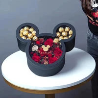 1 pc flower gift box valentines day cute cartoon style mickey face shape paper gift box for holding flowers chocolates etc