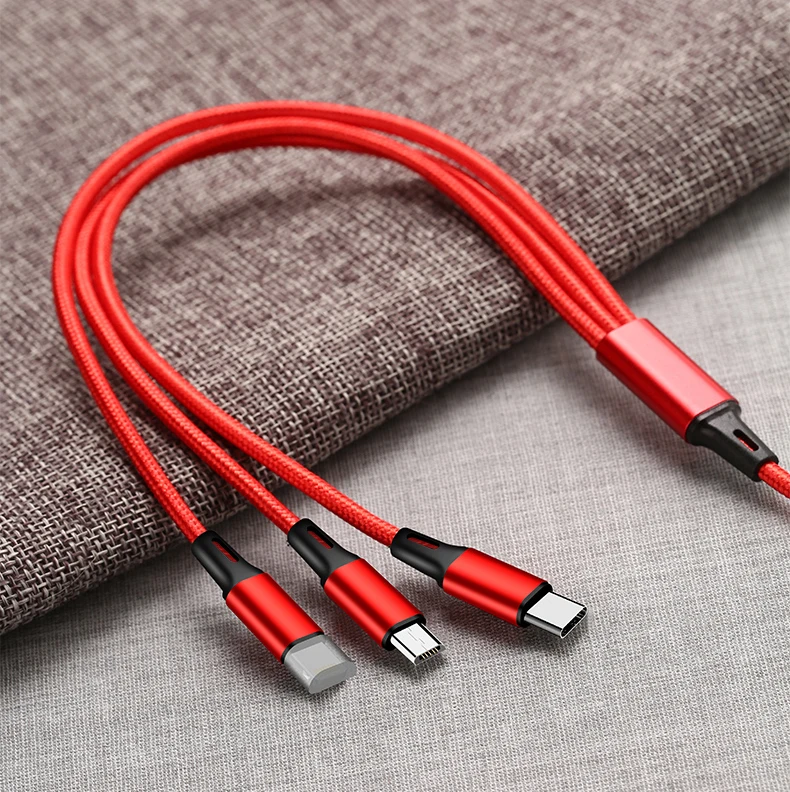 Быстрая зарядка 3 в 1 8Pin usb type C Micro USB кабель для iPhone 8X7 6 6S Plus samsung Nokia USB кабели Нейлоновый Шнур Универсальный
