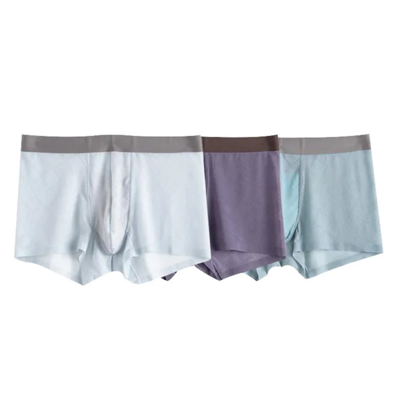 Трусы-боксеры мужские IYUNYI бесшовные шелковые размера плюс антибактериальное