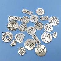 mix 40pcs inspirational words charms letter metal pendant craft supplies forjewelry making earring necklace braceletdiy findings