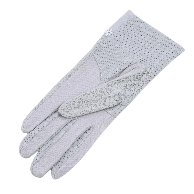 Летние женские короткие солнцезащитные УФ противоскользящие кружевные перчатки