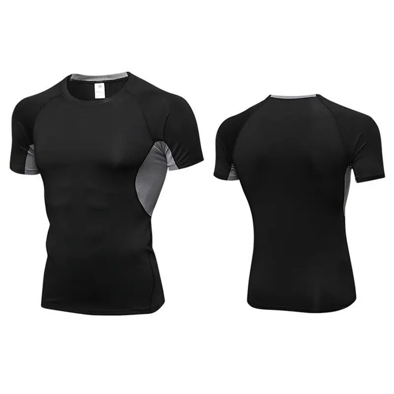 

Men's Short Sleeve Compression Top Sports Fitness Workout Base Layer T-shirt Tee