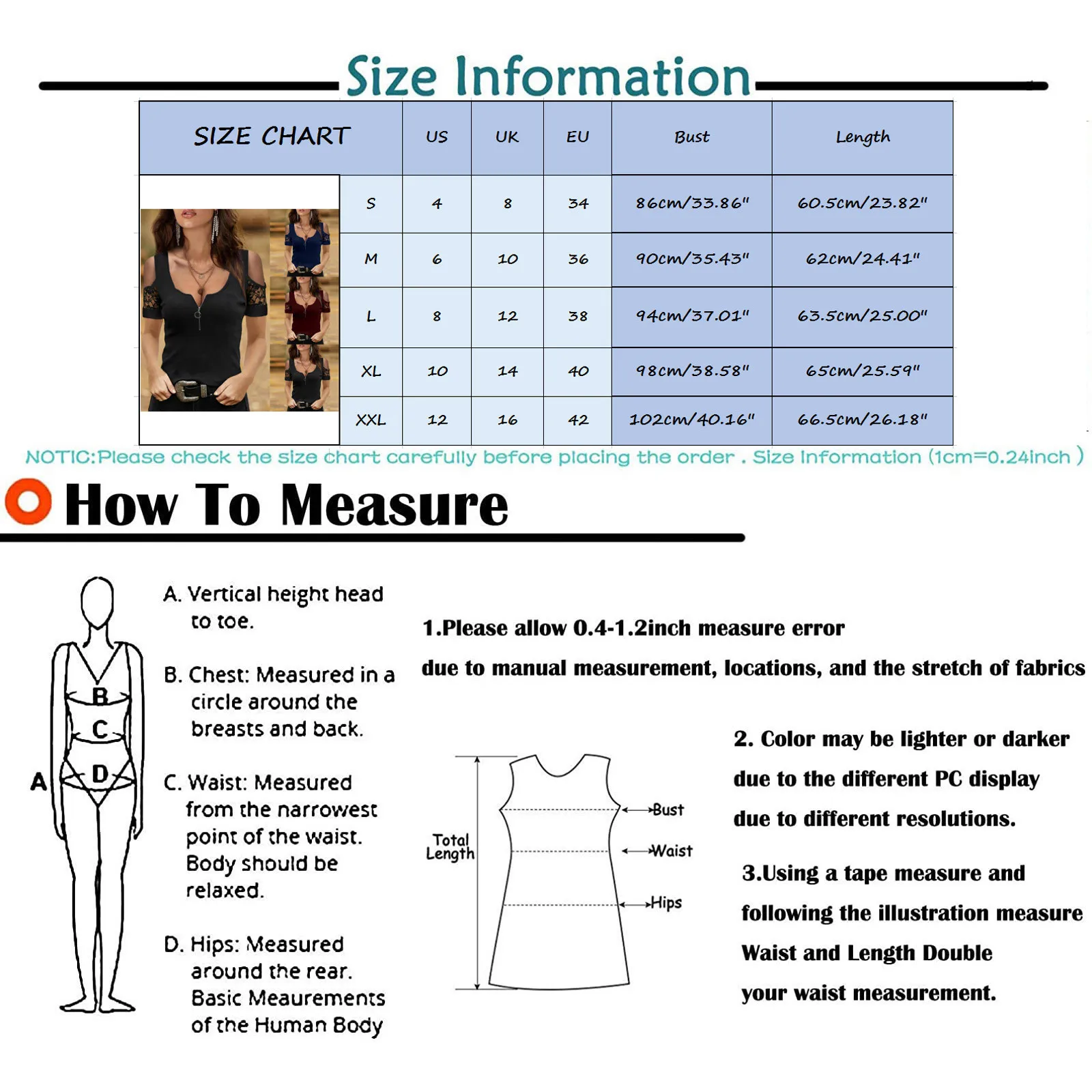

Women Summer T-shirts Casual Solid Zipper V Neck Cold Shoulder Tees Shirt Lace Short Sleeve Daily Pullover Chemisiers Ropa Mujer