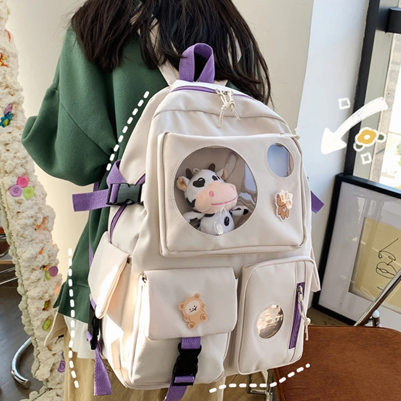 

Diehe Muti-Pocket Women Backpack Nylon School Bag Backpacks for Teenage Girls Fashion College Student Back Pack Mochila Feminina
