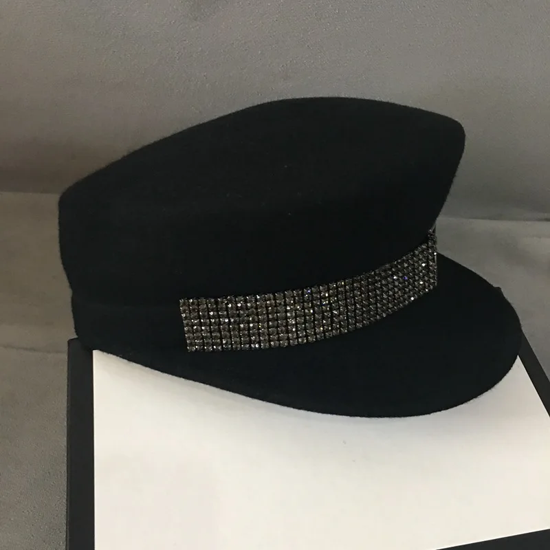 Новая модная женская черная фетровая зимняя шапка для взрослых шерстяная с