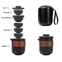 chinese portable travel tea set tea cups ceramic teapot gaiwan tea cups kung fu tea set one pot four cups gift box
