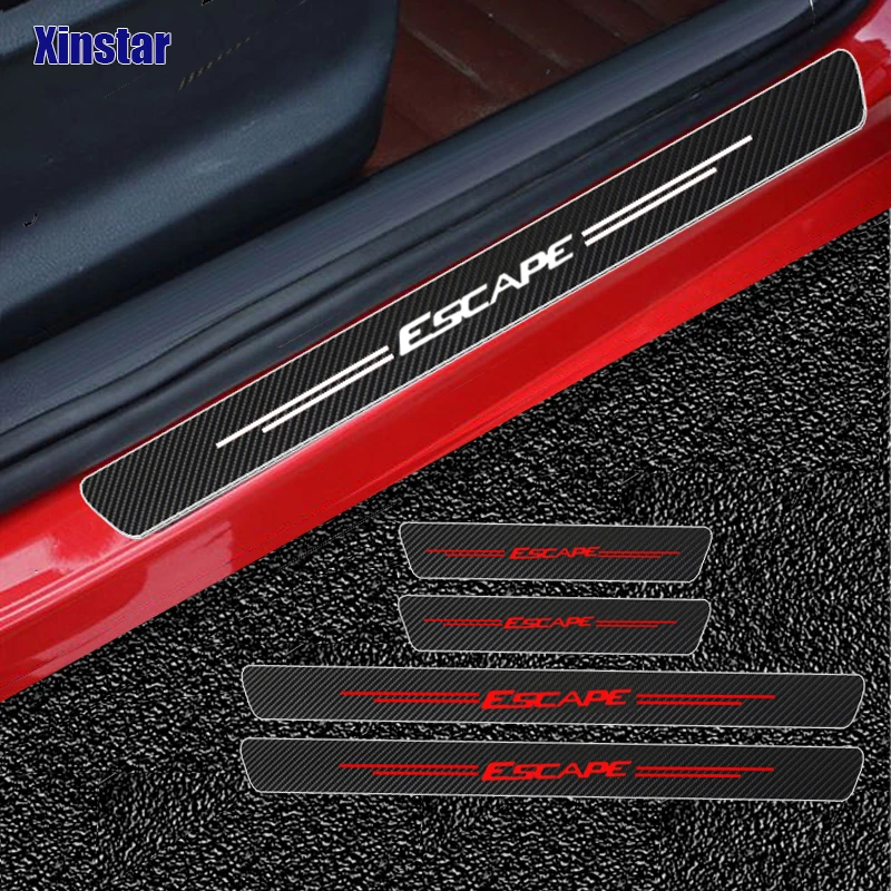 

4pcs Carbon Fiber Car Door Sill Protection Sticker For Ford Escape Auto Accessories
