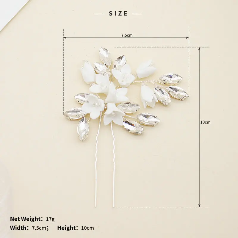 Белые цветы Свадебные для невесты u-образные заколки волос женские свадебные