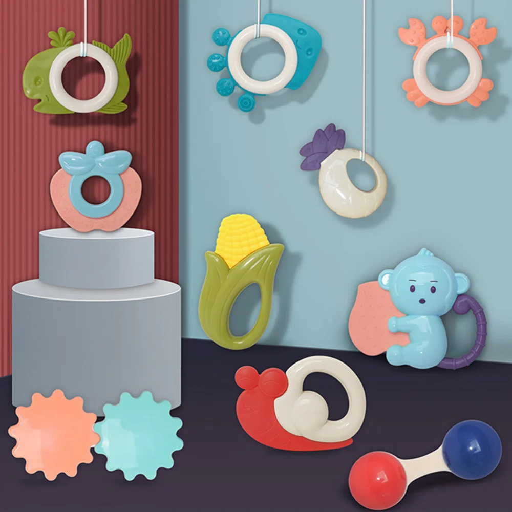 

10Pcs Fun Rattle Stick Toys Baby Molar Toys Baby Teething Training Tools