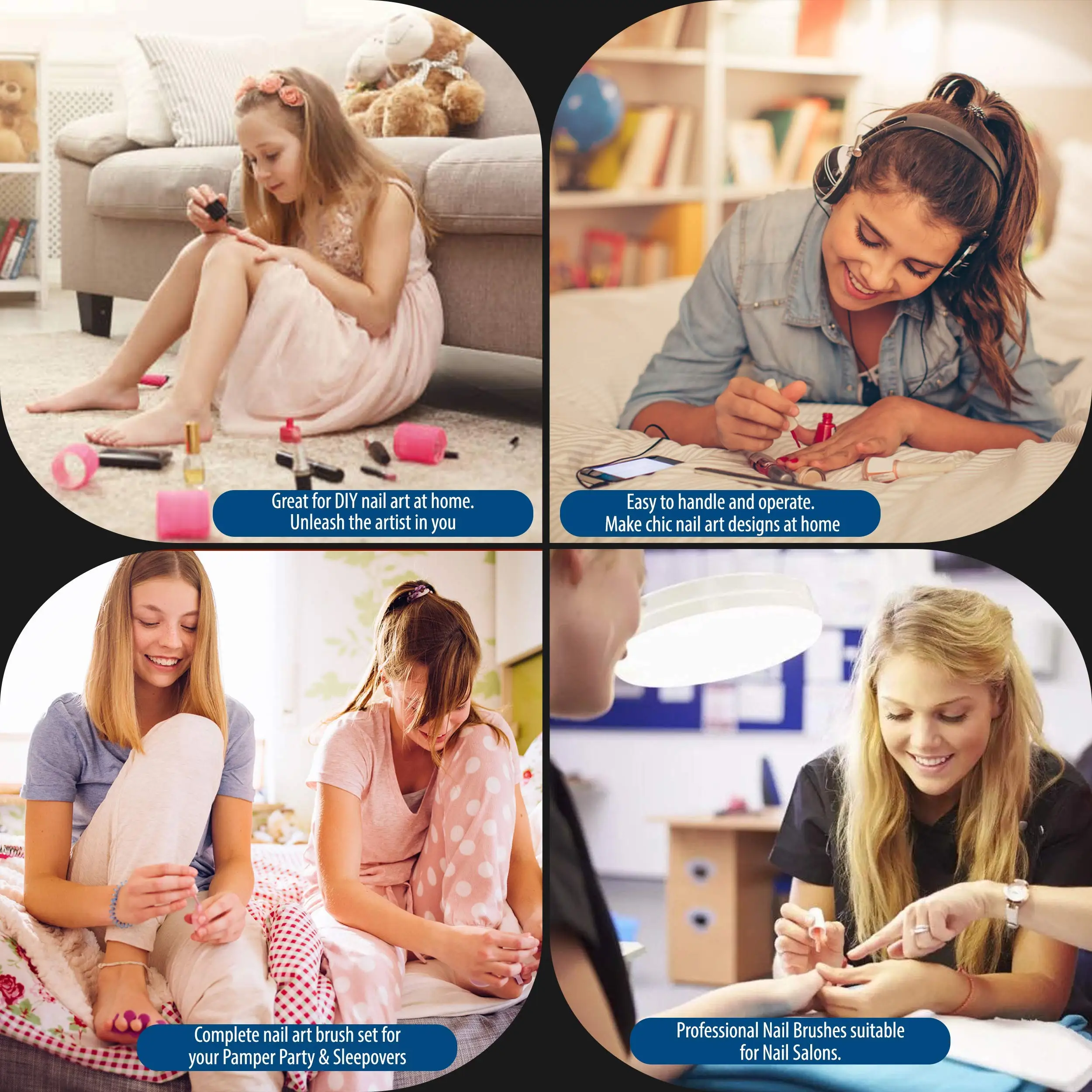 

Nail Art Brushes - Double-Ended Brush and Dotting Tool Kit - Elegant Nail Pen Set with Shiny Handles - Easy To Use Professional