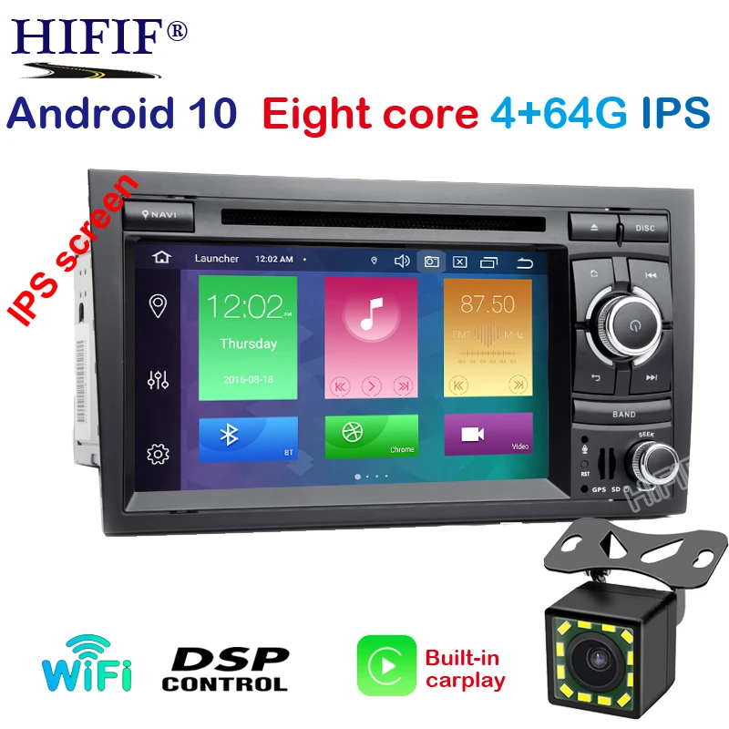 DSP Android 10 автомобильный стерео DVD мультимедийный плеер для Audi A4 S4 RS4 2002 - 2007 с WiFi BT GPS