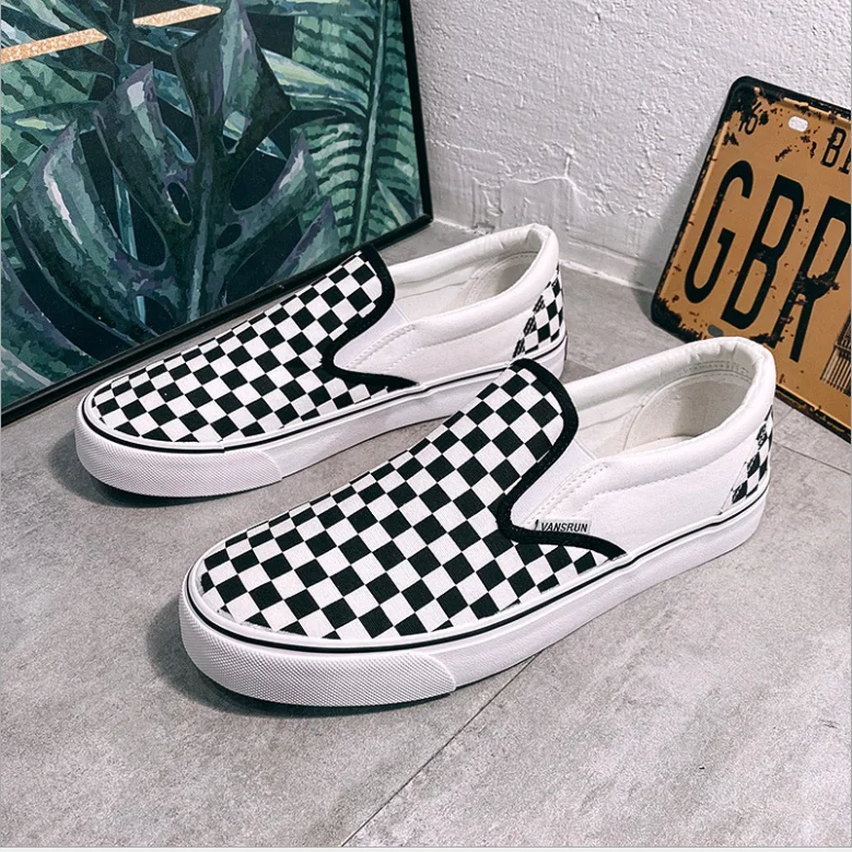 

Men's Vulcanized Shoes New Summer Breathable Black White Lattice Trendy Shoes Comfortable Casual Shoes Men Canvas Shoes
