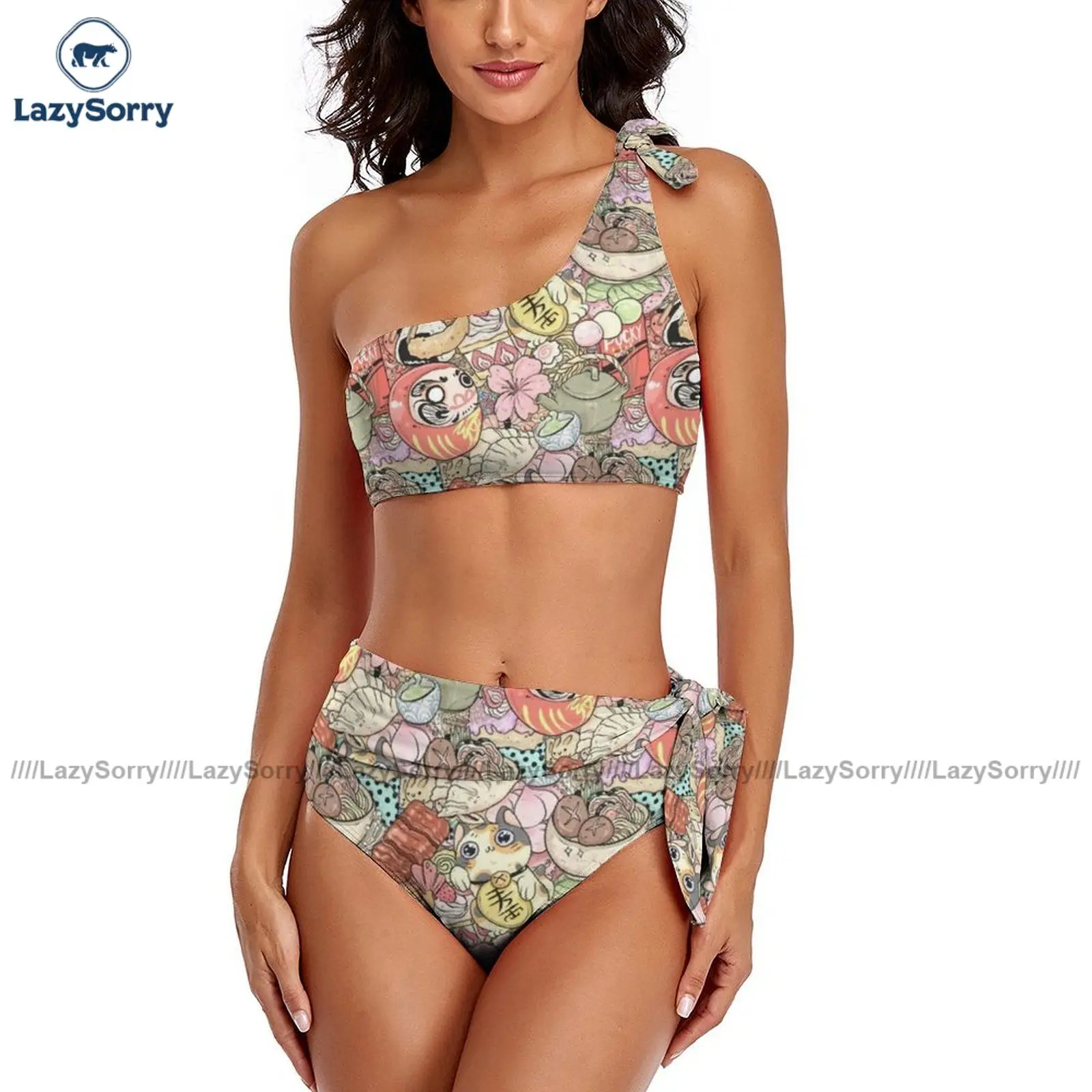 

Harajuku Bikini Swimsuit Adjustable Printed Fitness Swimwear Women Sale Two Piece Bathing Suit