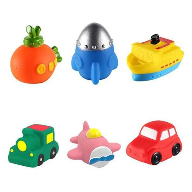 

6pcs/set Simulation Mini Car Boat Aircraft Baby Bath Touch-sensitive LED Light-up Toy Kids Swimming Shower Bathroom Toy