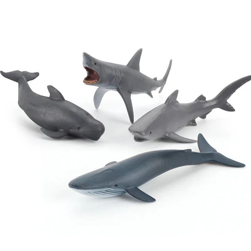 4 шт/Костюм Мини морским обитателям Модель Набор Megalodon Акула синий кит