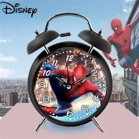 

Disney Fashion Metal Material Cartoon Anime Spiderman Bedside Ringtone Simple Creative Lighting Children's Small Alarm Clock