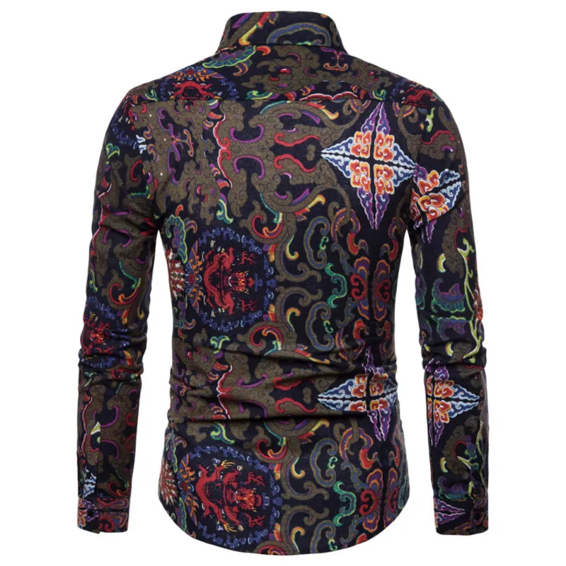 Camisa Masculina, европейская Осенняя мужская рубашка для отдыха с цветочным принтом, кардиган, топ, рубашки на пуговицах, топы, блузки, африканская одежда