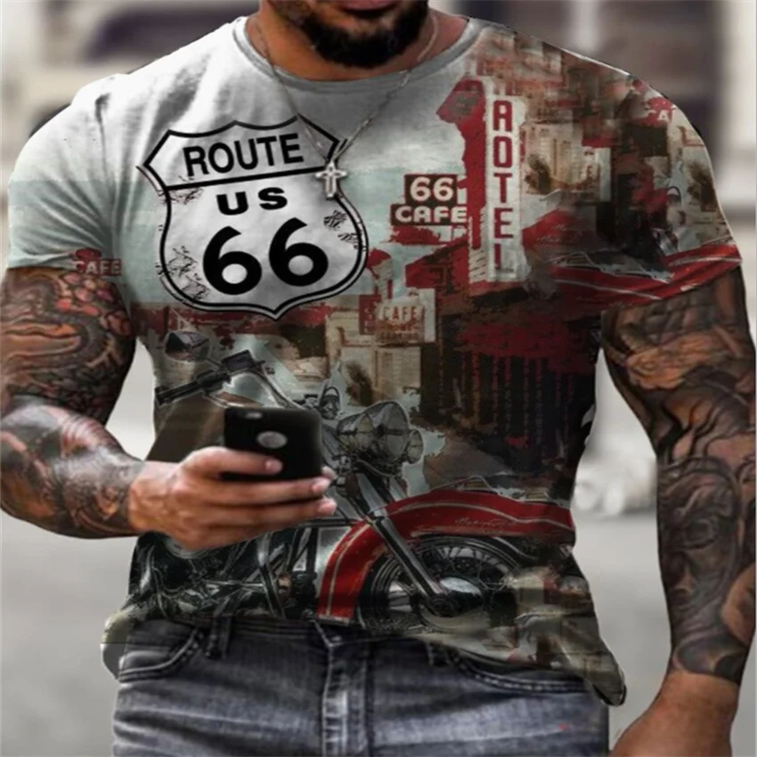 

Men's Europe and the United States new No. 66 High Street Harajuku printed casual T-shirt fashion sports jacket T-shirt men