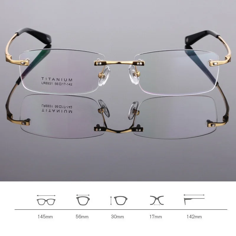 Zerosun титановые очки мужские без оправы оправа для мужчин Золотые рецепта