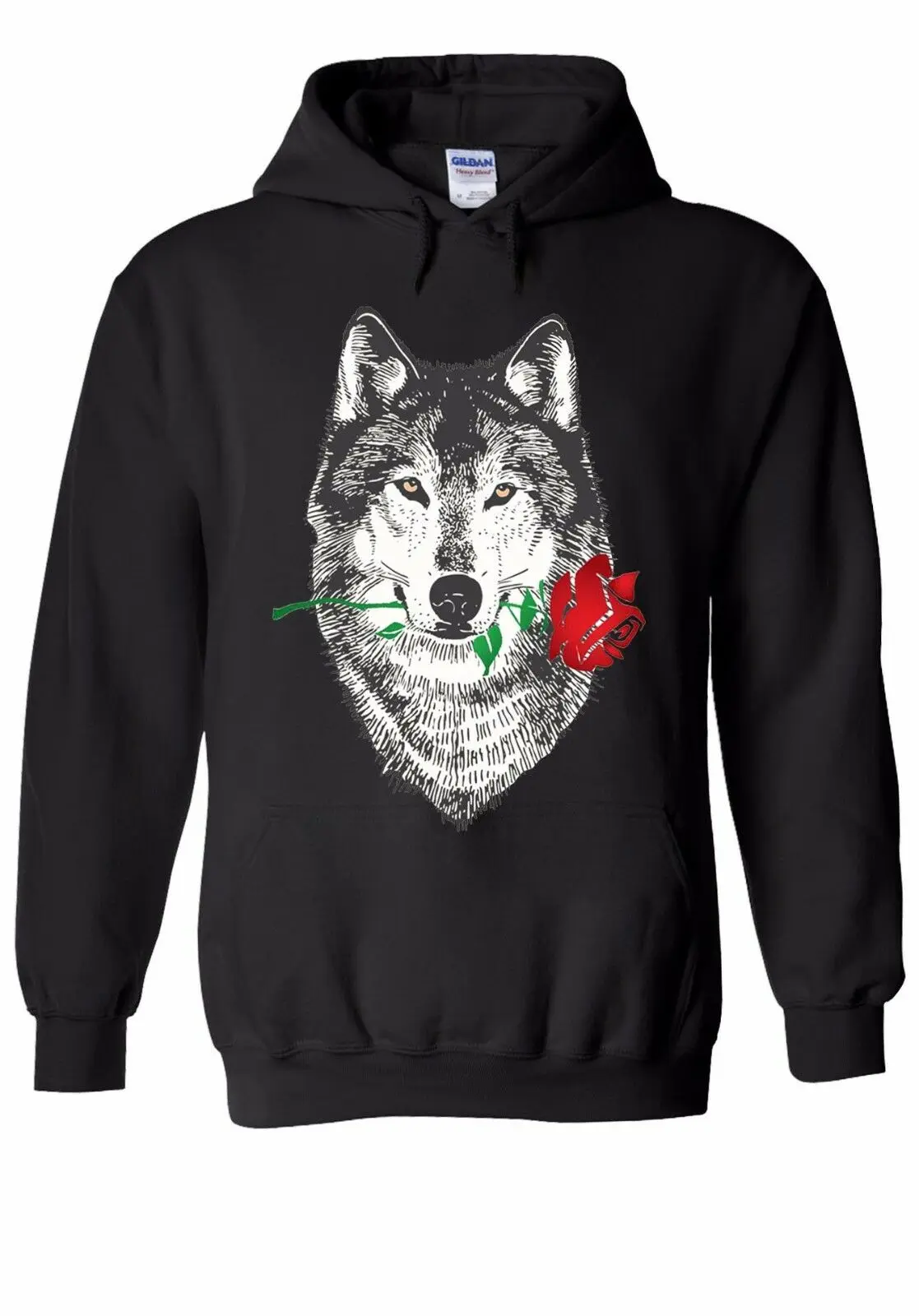 Забавный Ретро Топ унисекс с рисунком красной розы и Волка для мужчин женщин