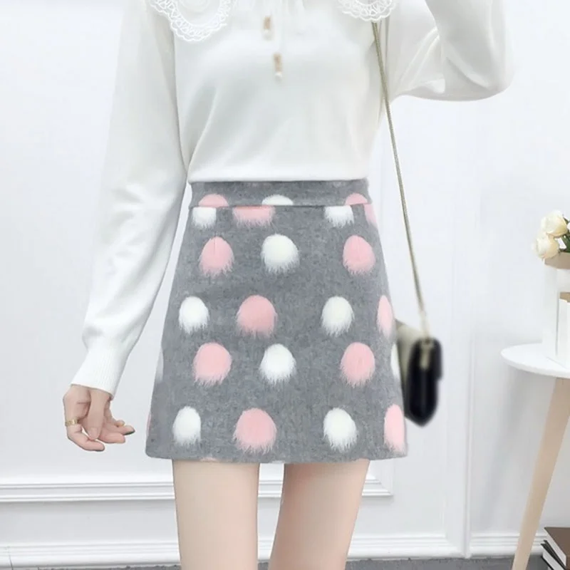 

Women' s Woolen Skirt Female Autumn Winter Fashion Wild Fairy High Waist Short Skirt For Student Office-lady