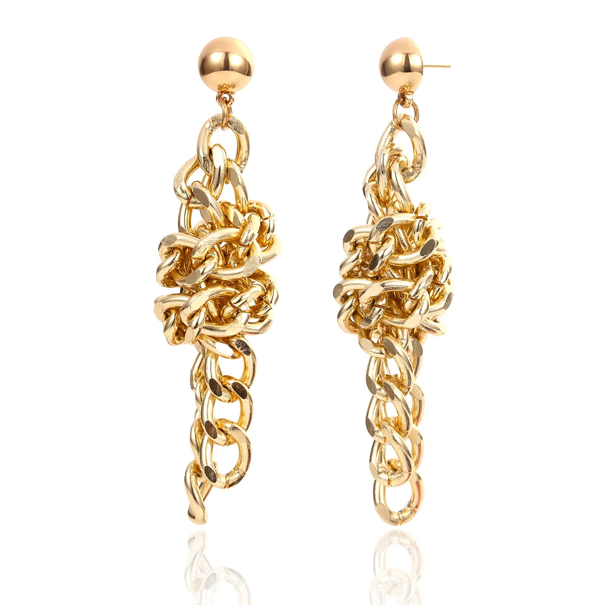 

Fashion Exaggerated Long Metal Punk Style Earrings Simple Knotted Chain Retro Earrings for Women Summer Matching Accessories