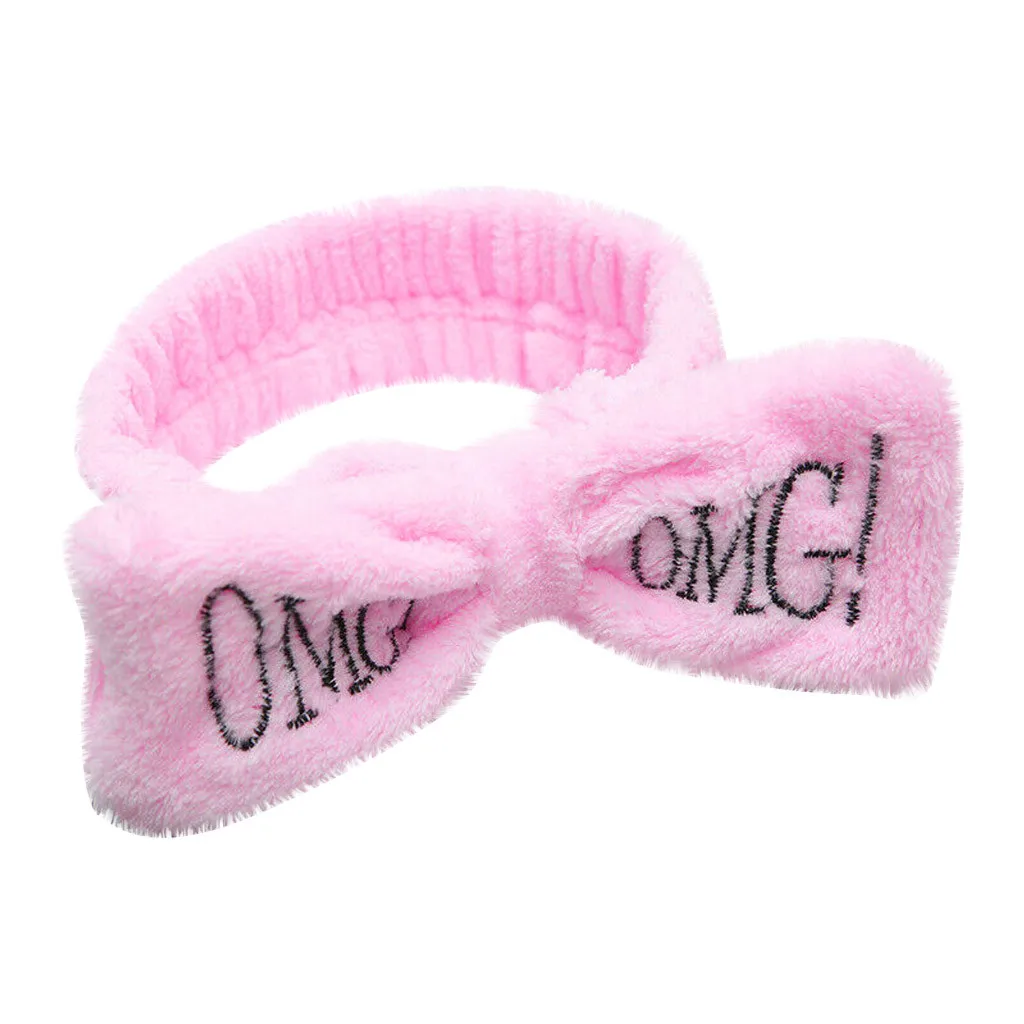 Розовый Новое письмо OMG коралловый флис мягкий бант повязки для волос мыть лицо ободок Девушки Женщины Kroean плюшевые повязки волос Аксессуары# A - Цвет: Розовый