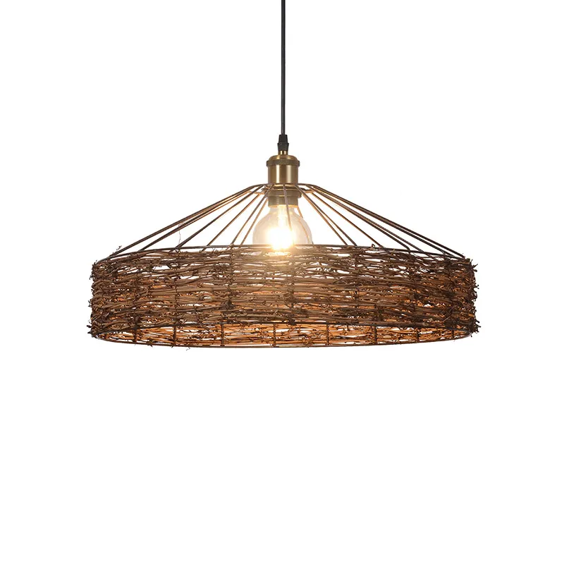 Lamp cover vintage rattan yurt fish line chandelier lamp shade | Лампы и освещение