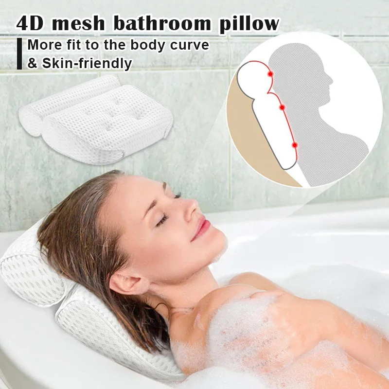 

Подушка для ванны домашняя спа-подушка для женщин и мужчин с дышащей воздушной сеткой 4D помогает поддерживать голову и шею и спину PI669