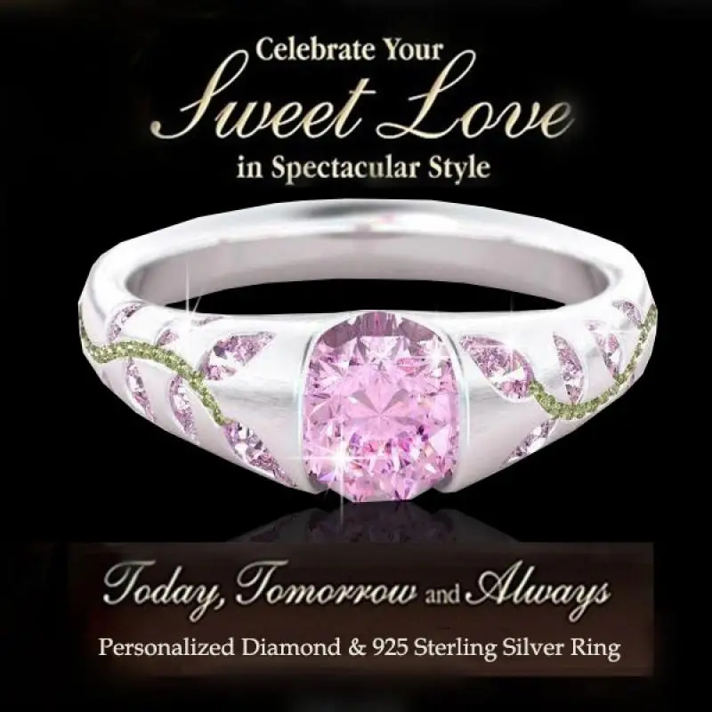 Красочные ювелирные изделия натуральное розовое кольцо изысканные листья