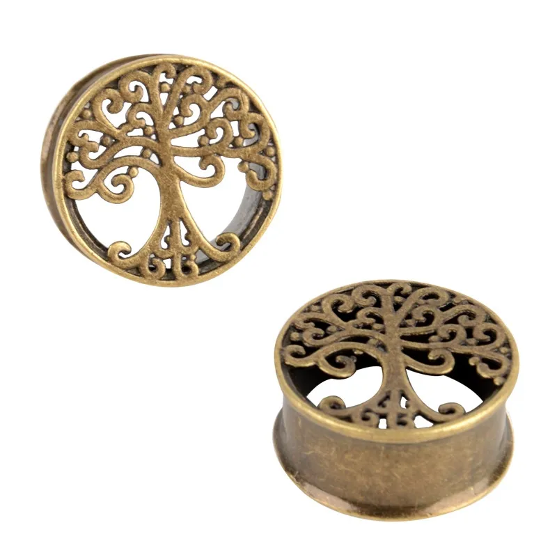8 25 мм латунь Древо жизни заглушка для ушей старинные античные телесные туннель