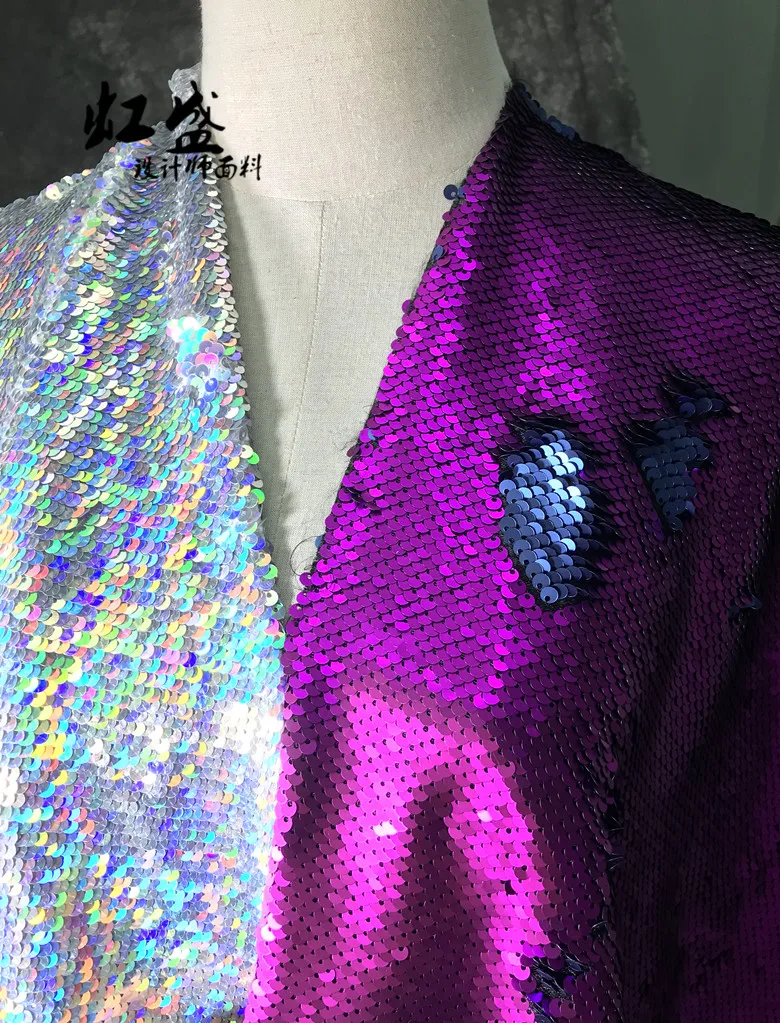 

Purple, Laster 2 colors in stock sequined fabric, fabric with sequins shiny, 1 yard 2020 NEW