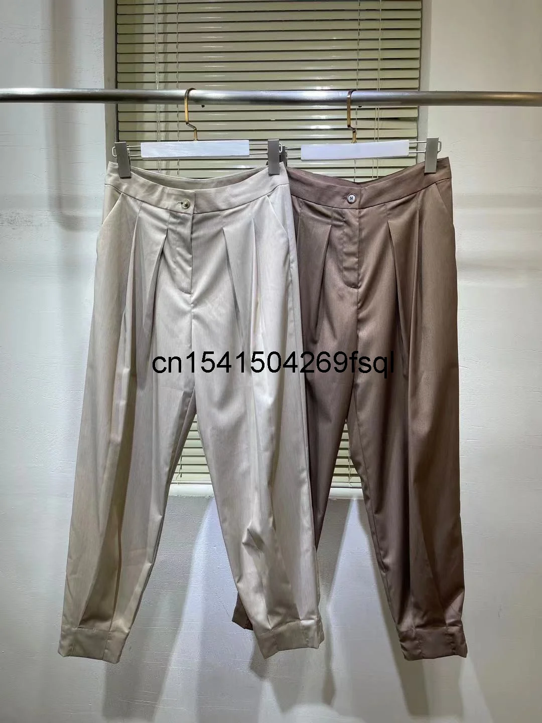 

Брюки Женские однотонные с драпировкой и высокой талией, осень 2021