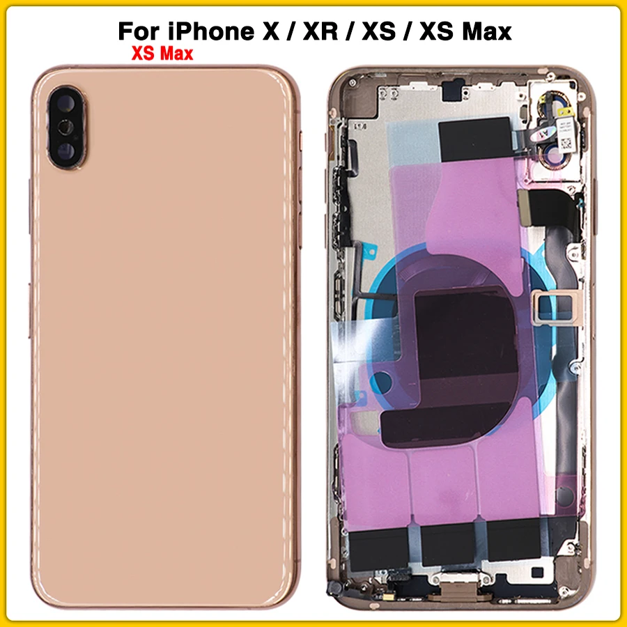 Для iPhone XR XS Max батарея задняя крышка Дверь задняя крышка+ средняя рамка Шасси с гибким кабелем полный корпус чехол для iPhone X
