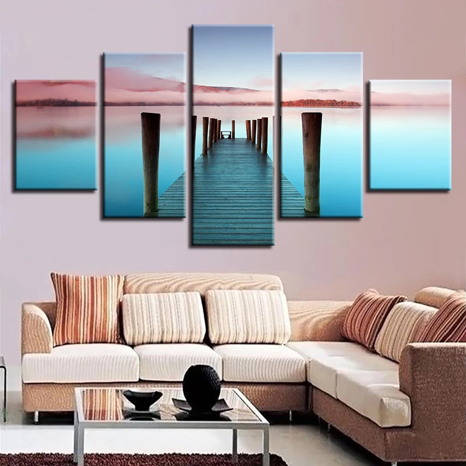 Пейзаж с изображением моря пляжа восход на океане Маяк Тропический 5 шт.