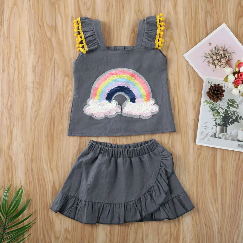 2 шт. Радужный жилет и юбка с оборками | Мать ребенок