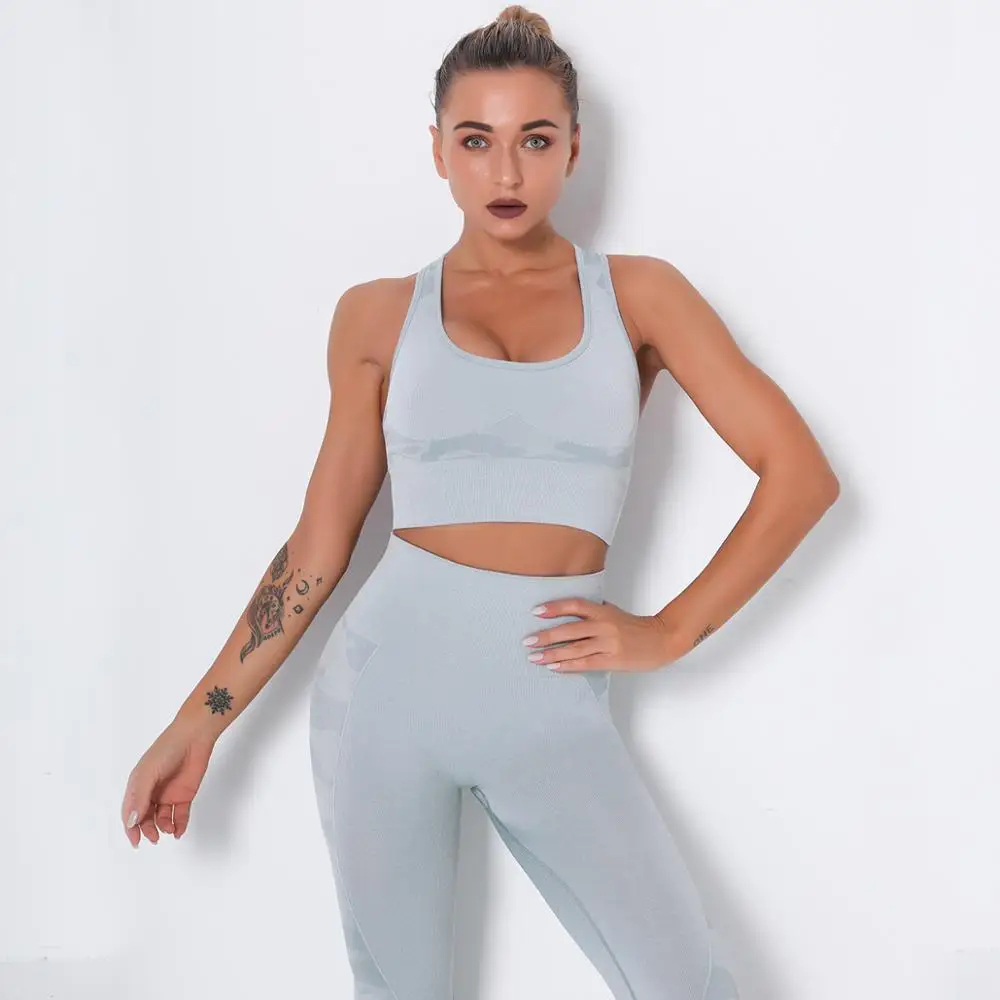 

New Camouflage Sport Set Fitness Leggings+Sports Bra Female Casual Suit Running Women Sportswear brand clothes women