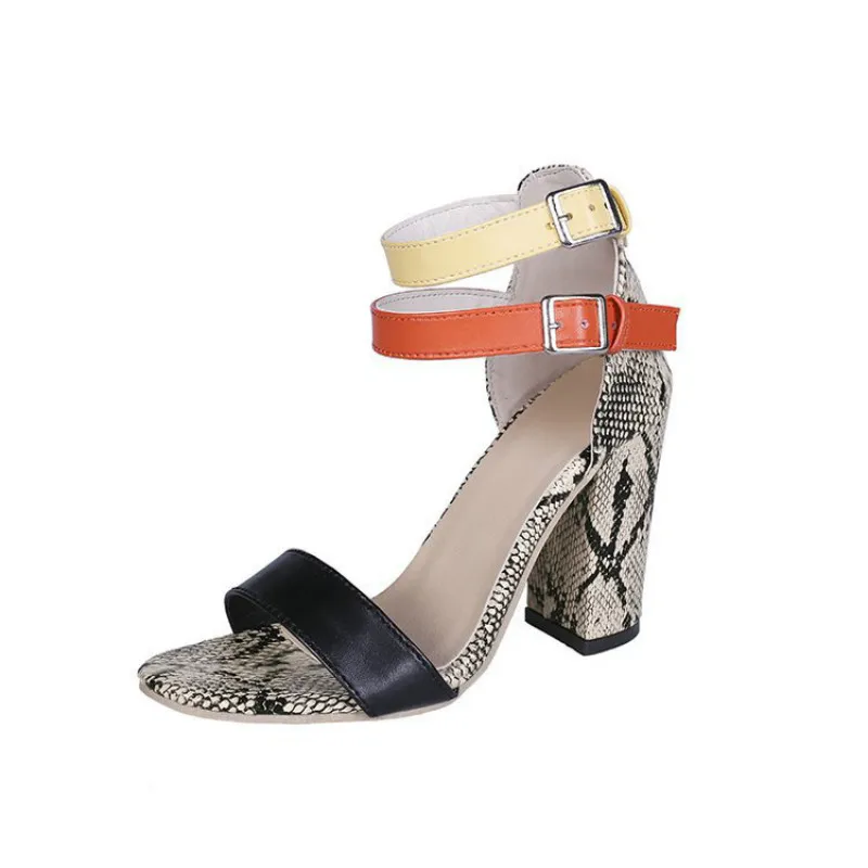 Женские Модные Разноцветные босоножки на высоком каблуке с пряжкой повседневная